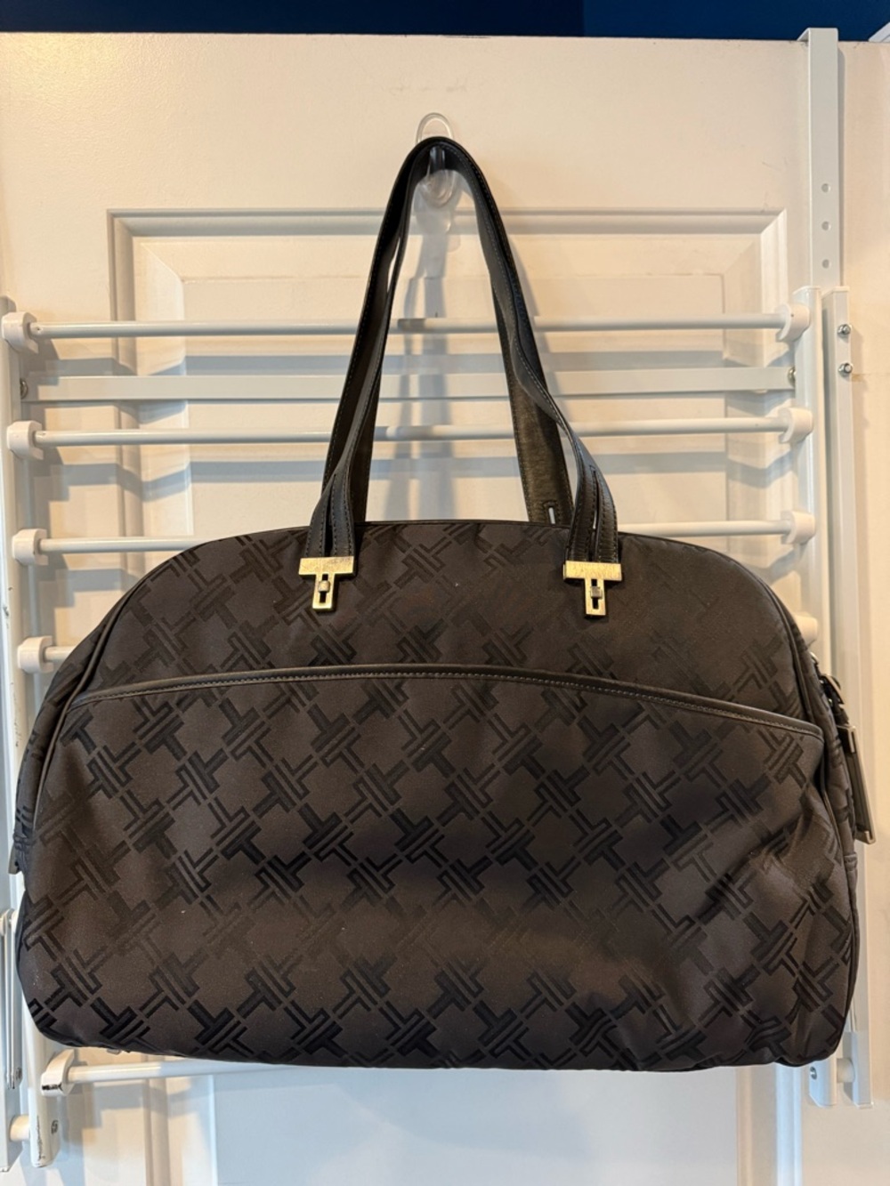 Tumi Black & Dark Gray Logo-Print Laptop Bag
